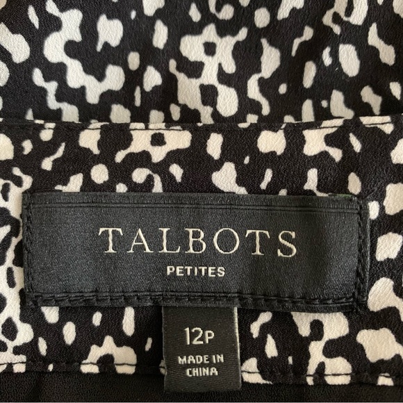 Talbots Pleated Skirt 12 Petite Black and White Pattern - Picture 7 of 10